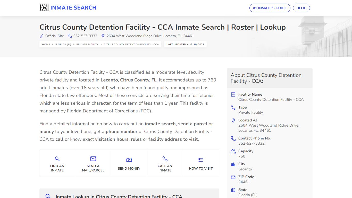 Citrus County Detention Facility - CCA Inmate Search ...